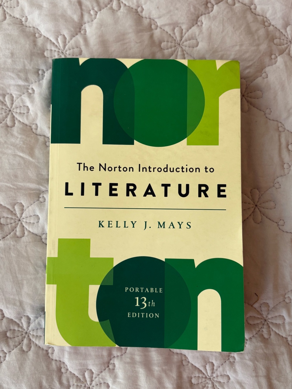 The Norton Introduction to Literature by Kelly J. Mays - Green & Cream Textbook